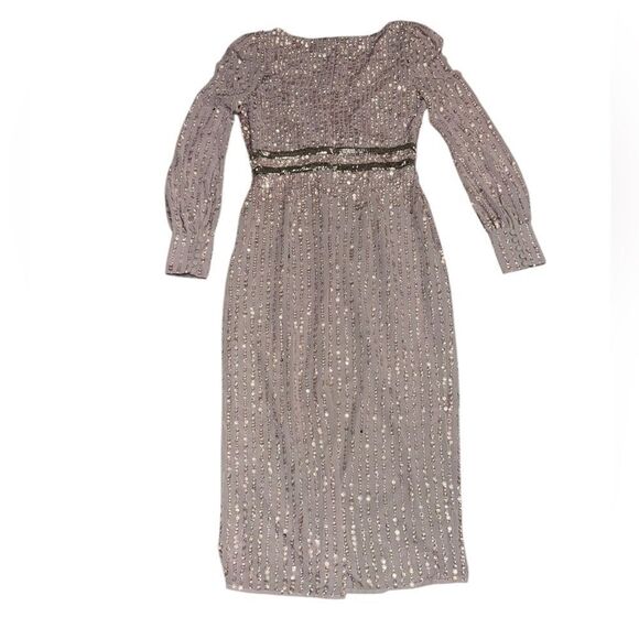 🆕 NWT MAC DUGGAL lilac SEQUINED V NECK BISHOP long SLEEVE mini DRESS 93593 sz 4 - Picture 2 of 11